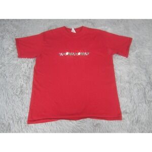 Cozumel Floral Shirt Mens Large Red Embroidered Souvenir Tee Yazbek Mexico